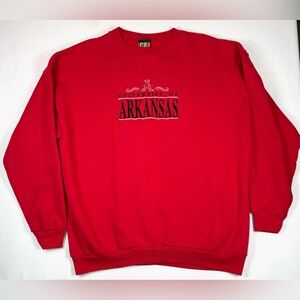 VINTAGE TSI Mens University Of Arkansas Razorbacks Sweatshirt 2XL Collegiate Red